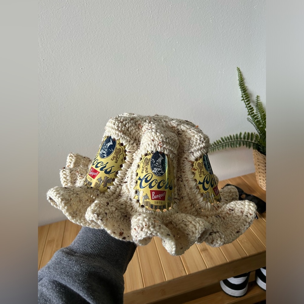 [Cream] Hand-Crocheted Beer Bucket Hat